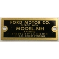 Ford T Holley NH Data Plate "FORD MOTOR CO." 1923-26 (900.MT6200D)   